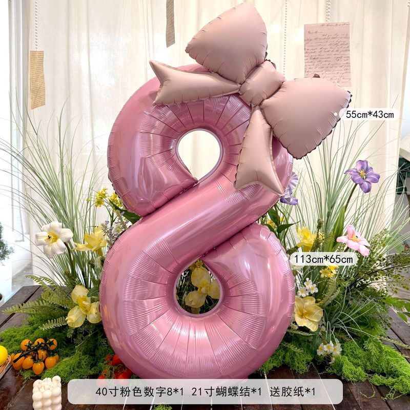 40インチのピンクの蝶結びの数字の風船の赤ちゃんの1歳のパーティーは女の子の誕生日の簡単な配置の道具を飾ります。|undefined