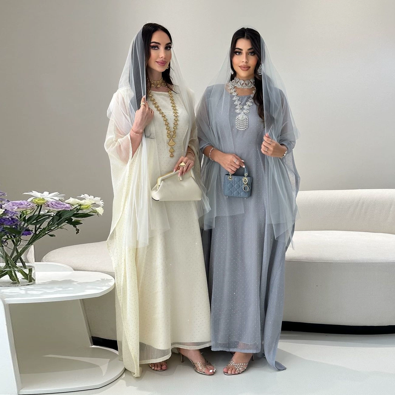 Абат Mq159modest — длинная элегантная роба, 100% полиэстер, абрикос или серый, размеры S–XXL
