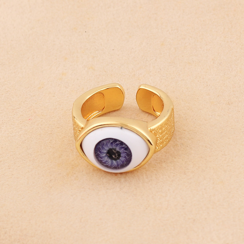 Devil'S Eye Pattern Retro Devil's Eye Copper Open Ring Plating Resin Copper Rings