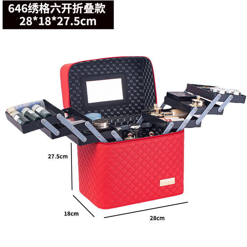 646 6개 오픈 자수 그리드 브라이트 레드