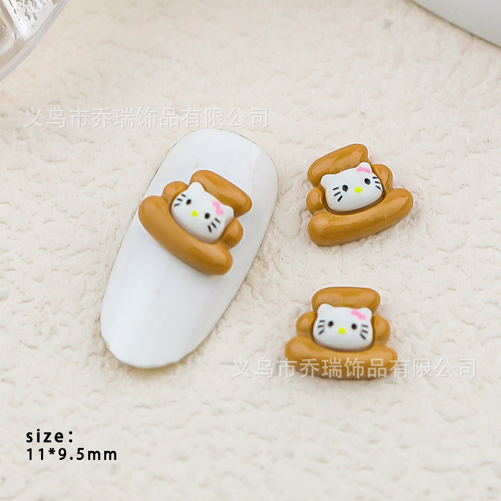 Hello Kitty Nail Art Red de celebridades de Internet Joyas de dibujos animados Sanrio diamante de resina pintado a mano lindos accesorios de gato KT