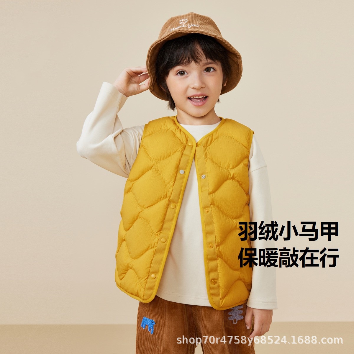 Children's down vest, boys' and girls' vest, 2026 autumn and winter warm baby three-proof reversible down vest
