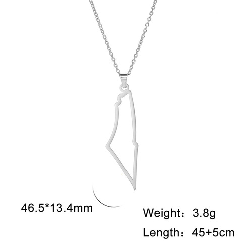 Cross-border hot selling European and American simple niche design hollow pattern text map mountain stainless steel pendant necklace