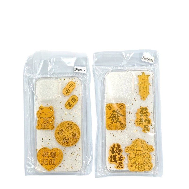 适用iPhone苹果17和16系列手机壳滴胶金箔壳招财招桃花手机壳|undefined
