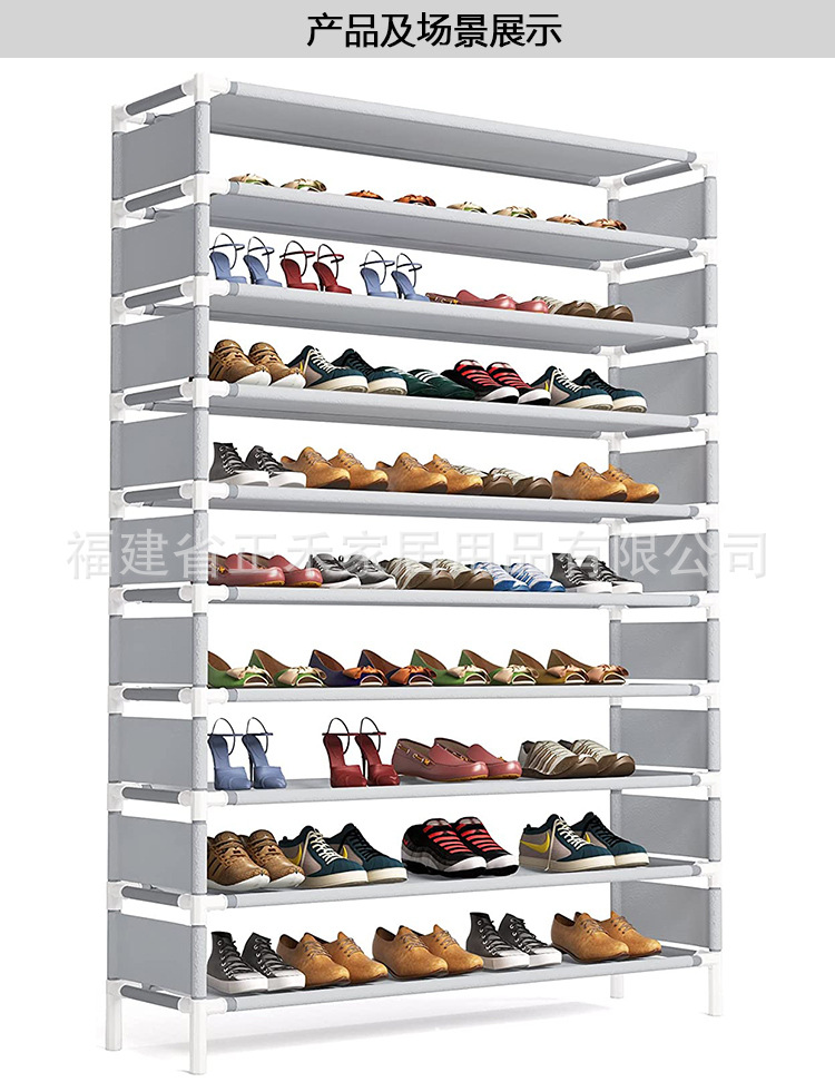90cm单列10层无纺布鞋架_04