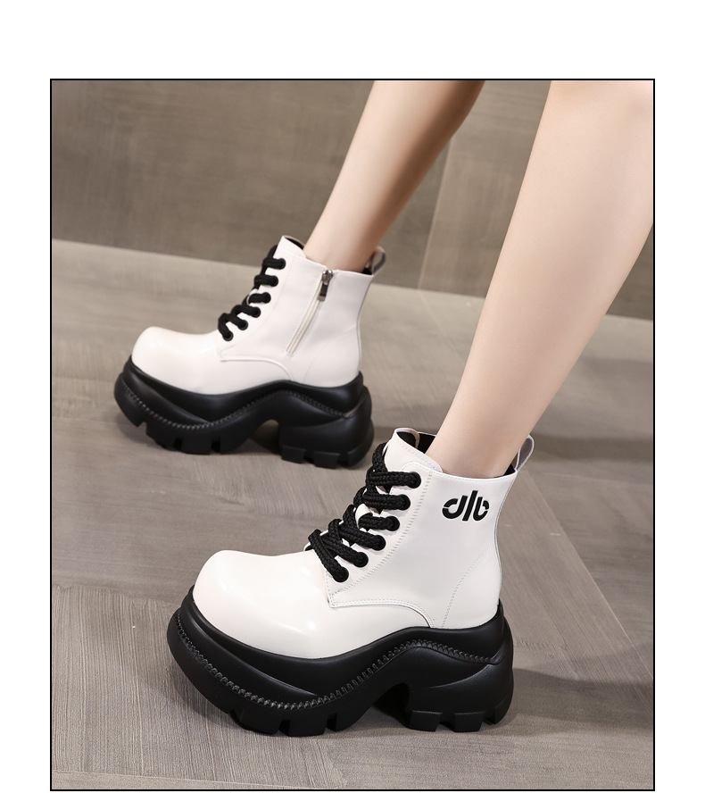 Boot nữ cổ cao đế dày platform 9cm, phong cách martin — màu đen chi tiết 13