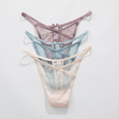 新商品の細い帯の透かし彫りの花型のレースのtズボンの女性のt字のズボンの少女tズボンの綿の股の蝶結びのt字のズボンの女性