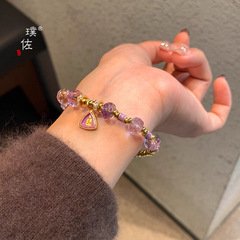 Puzuo Gold Shop の同スタイルベトナムサンドゴールド天然アメジストグリーンタラ金ビーズブレスレット高級気質多用途ブレスレット
