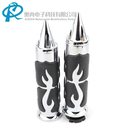 Harley Handlebar Grip Flame-Shaped Rubber Grips Motorcycle Accessories Universal Handlebar Grips Motorcycle Modification Parts 25mm (Motorcycle Handle Cover) - 25mm-1inch-electroplated-silver