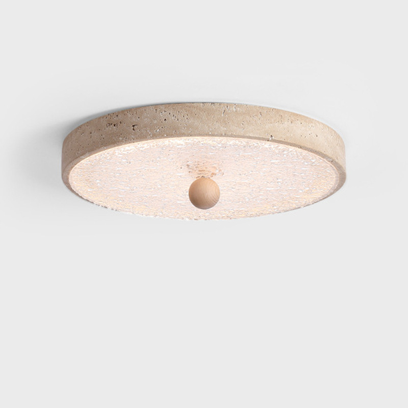 Master bedroom ceiling light, yellow travertine, Chinese retro style, LED room light, 2024 new lighting fixture