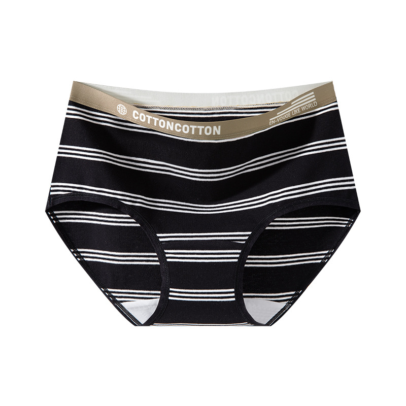 La promoción principal es la ropa interior de cintura media de algodón de estilo deportivo a rayas de estilo ins, ropa interior de mujer de entrepierna antibacteriana con puesto de algodón agradable para la piel