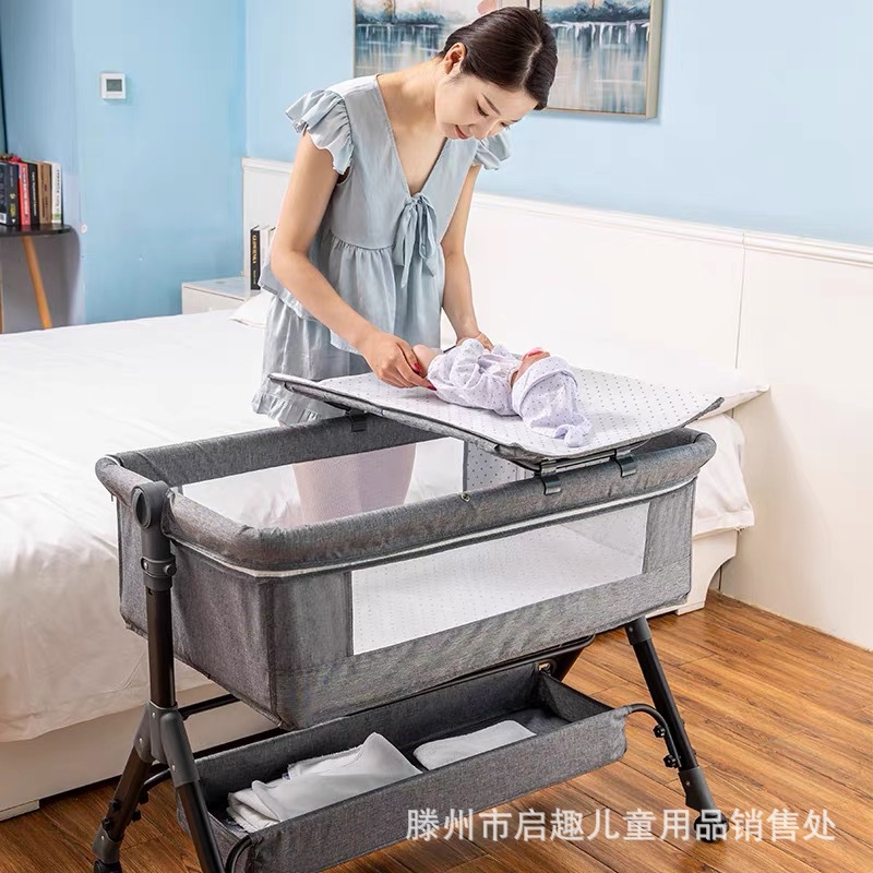 Cuna para bebé, plegable, multifuncional, portátil, cuna móvil, cuna para colocar junto a la cama, cuna para recién nacido, altura ajustable.