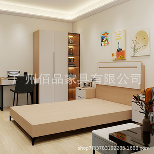 酒店家具標間全套桌椅沙發床頭櫃公寓板式床單人1.2米床雙人1.5米