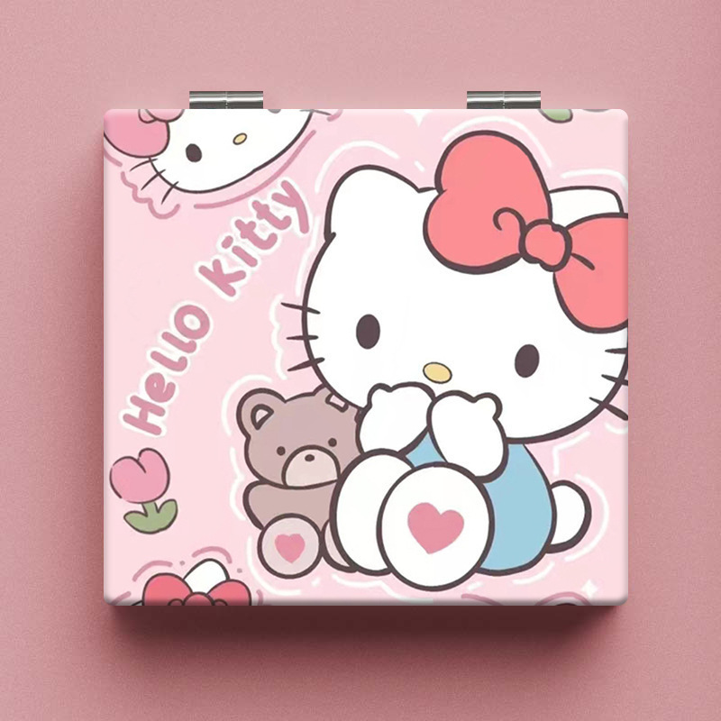 Lindo espejo pequeño Sanrio Kulomi espejo de maquillaje portátil de alto valor espejo de maquillaje portátil dormitorio de estudiantes espejo de maquillaje plegable
