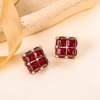 Square zirconium, earrings, retro elegant crystal, 2022, silver 925 sample, french style