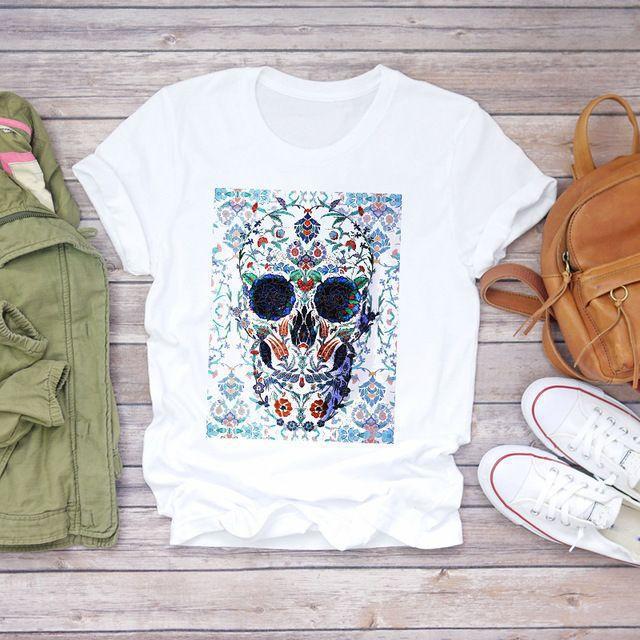 Summer Fashion Skull Butterfly Plant Short shirt NSATE61258