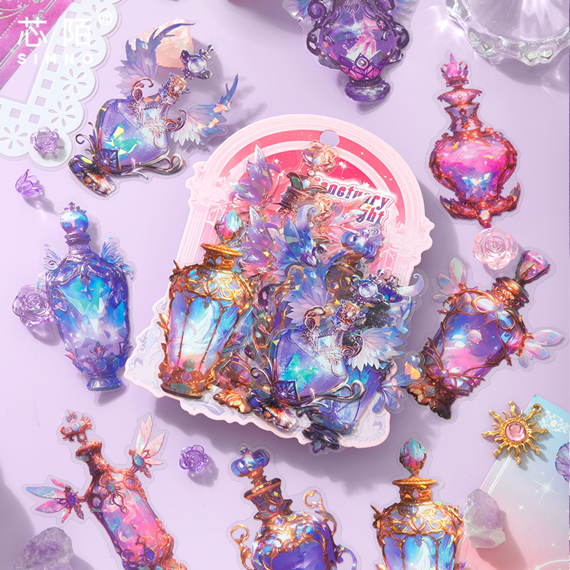 신모 쉘 라이트 PET 스티커 팩 성소 기도등 시리즈 20개 4가지 특수 모양 노트북 베이스 장식