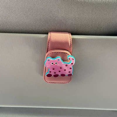 Car Glasses Clip/Bill Clip | Holder - polka-dot-pink-cat-pink-glasses-clip