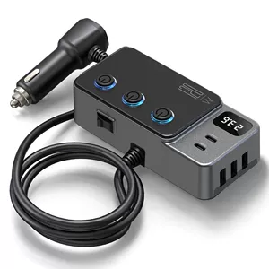 Yeni GC06 Avtomobil Siqaret Yandırıcı 120W 3USB PD Sürətli Şarj Cihazı