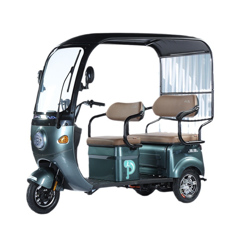Phoenix triciclo eléctrico doméstico pequeño para personas mayores scooter para personas mayores recoger niños doble fila con cobertizo puede jugar