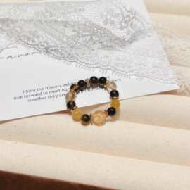 天然水晶戒指招米金霸综合男女款虎眼石茶晶黄塔晶多样性