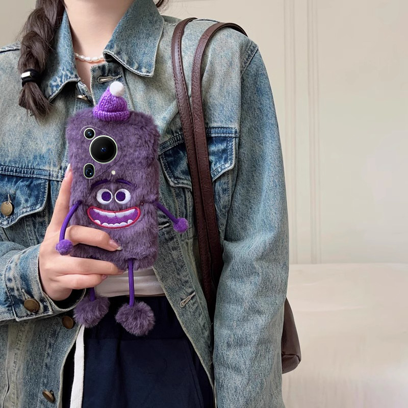 Suitable for Huawei Pura80Pro+ Phone Case, Little Monster Ins Style, Japanese and Korean Style, P80U Autumn and Winter Full Protection Anti-Drop Plush P80