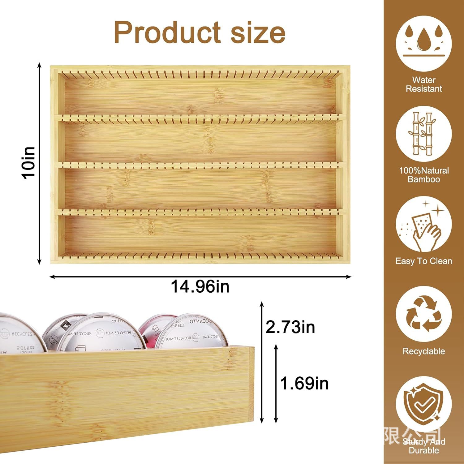 Estante de almacenamiento de cápsulas de café de bambú transfronterizo mesa de café de oficina estante de vainas de frijoles cajón estante de cápsulas de café
