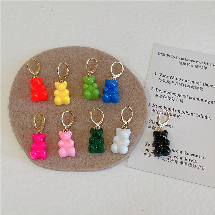 Cute Fashion Bear Bear Plastic Resin Resin Earrings display picture 4