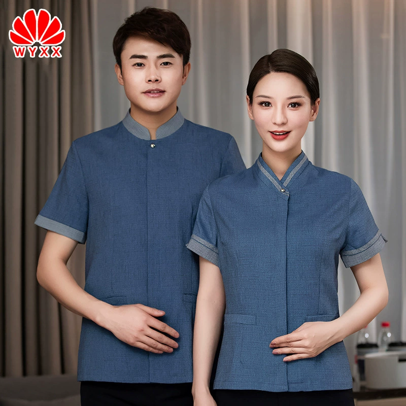 Чистка рабочей одежды женский костюм с коротким рукавом Отель Ресторан Гостевая комната санитария тетя ПА уборка Рабочая одежда