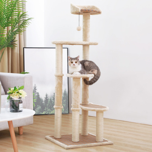 Huayuan pet cat climbing frame multi-layer sisal jumping platform with nest and grinding claw, summer cool and wear-resistant toy
