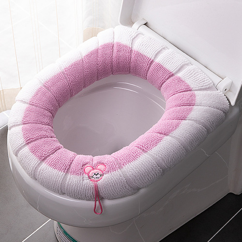 Toilet seat cover, toilet cushion, O-shaped toilet seat cover, four-season warm toilet seat cover, cute knit carrying toilet seat