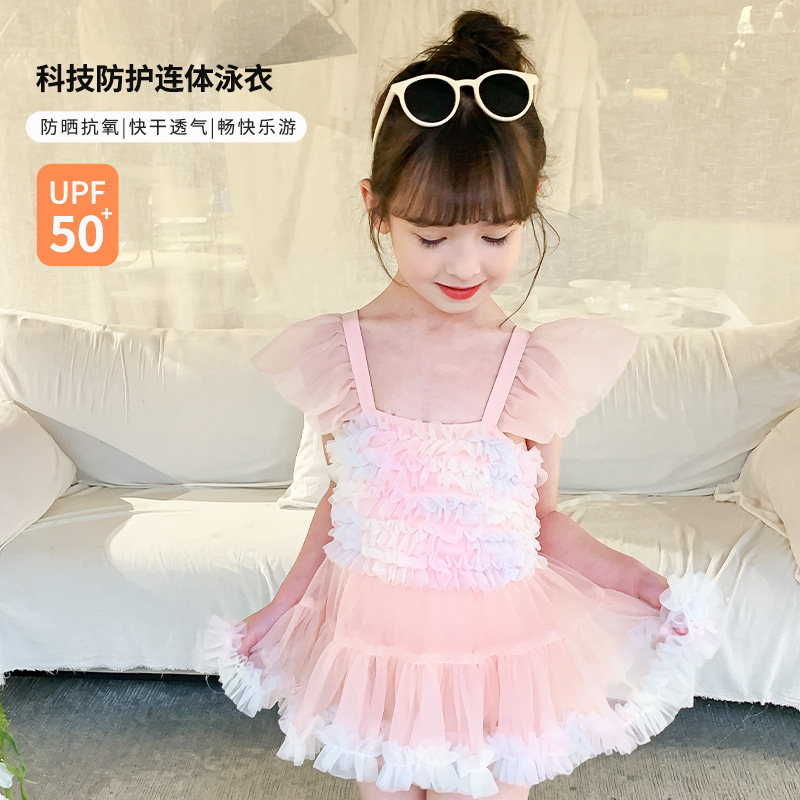 2026 nuevo verano sin mangas trajes de baño de niñas vestido de princesa lindo bebé trajes de baño de verano