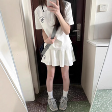 韩版跨境外贸学院风休闲运动套装女夏季新款少女短袖裤裙两件套潮