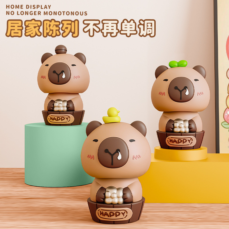 创意太阳能摆件水豚车载办公室摆件礼品广告促销节日礼品桌面摆件|undefined