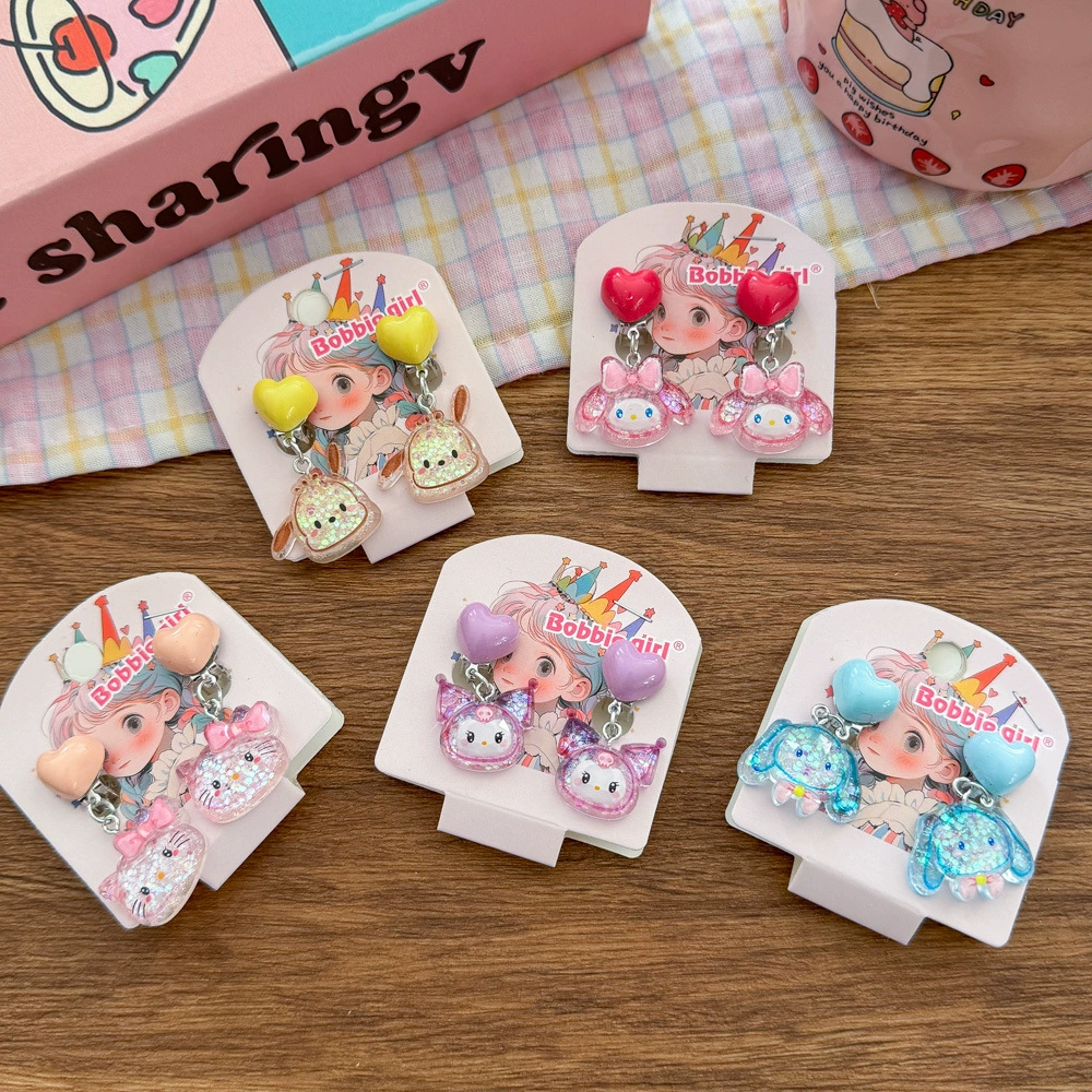 Новый мультяшный детский мультяшный набор для ушей Сладкая девочка для ушей милые серьги кулон для девочек серьги аксессуары