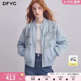dfvc重工亮片刺绣短款棒球服外套女2026年秋季新款宽松休闲夹克潮