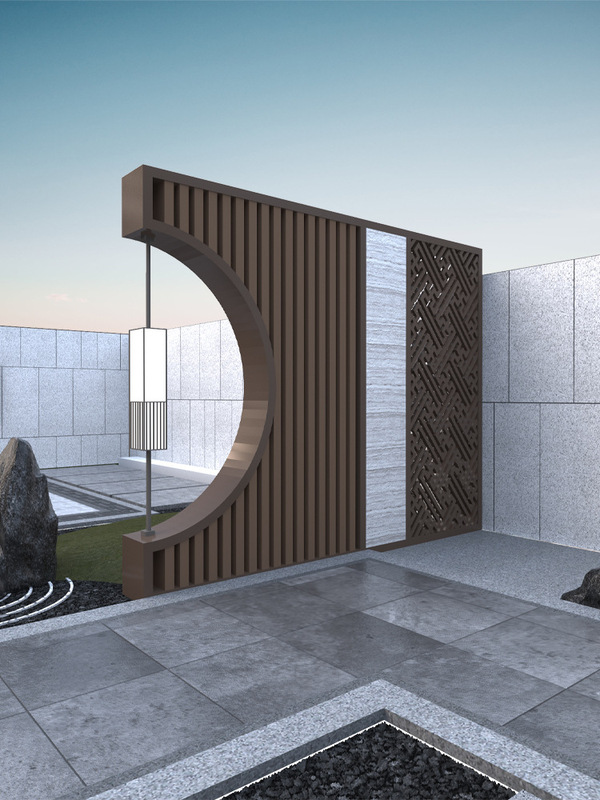 Aluminum Alloy Partition Wall Outdoor Courtyard Screen Half-Moon Grille Garden Landscape Stainless Steel Door Wall Shadow Wall