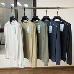 鳥佳同モデル! 2024アウトドアシリーズ秋の新商品純色丸首プルオーバー長袖tシャツ男性