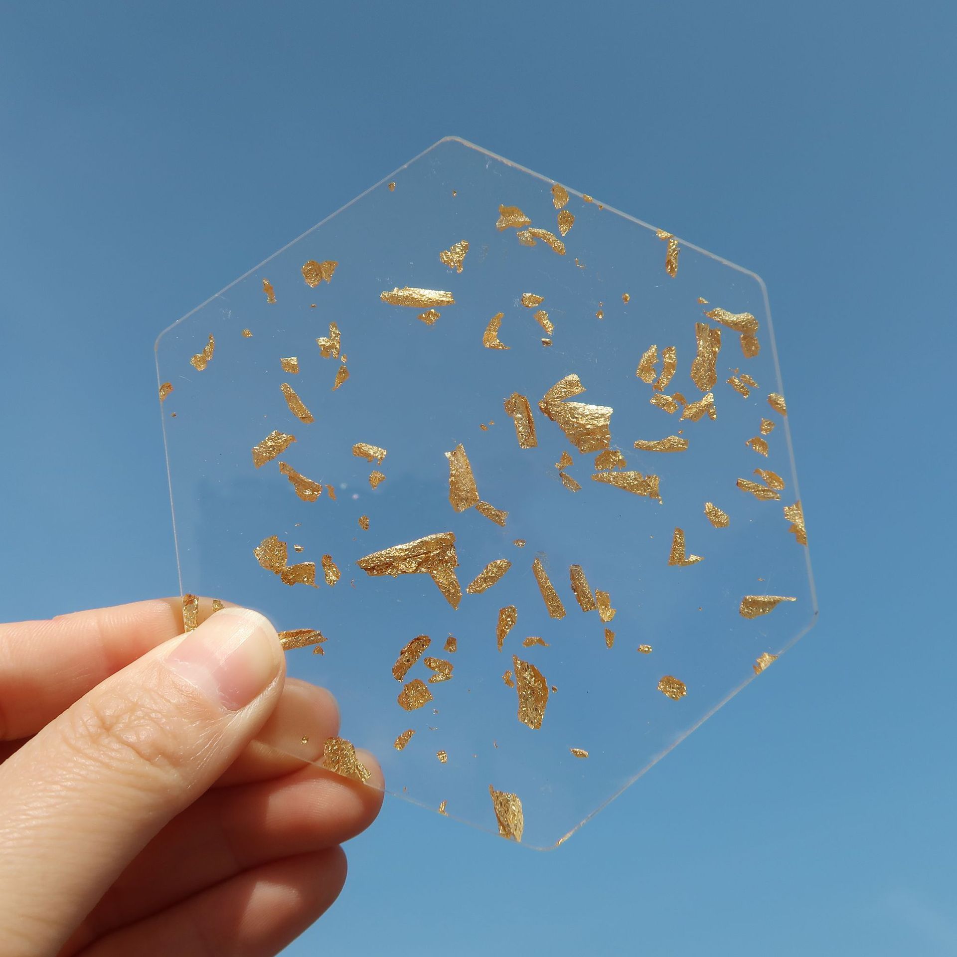 Xiaohong libro blogger mismo estilo de oro y plata lámina de acrílico posavasos ins europeo y americano Luz de lujo resina aislamiento pad hogar creativo