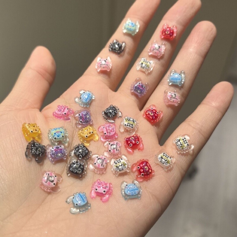 Cartoon luminous crab manicure mini ornaments turtle toy diy cream resin explosion accessories cute