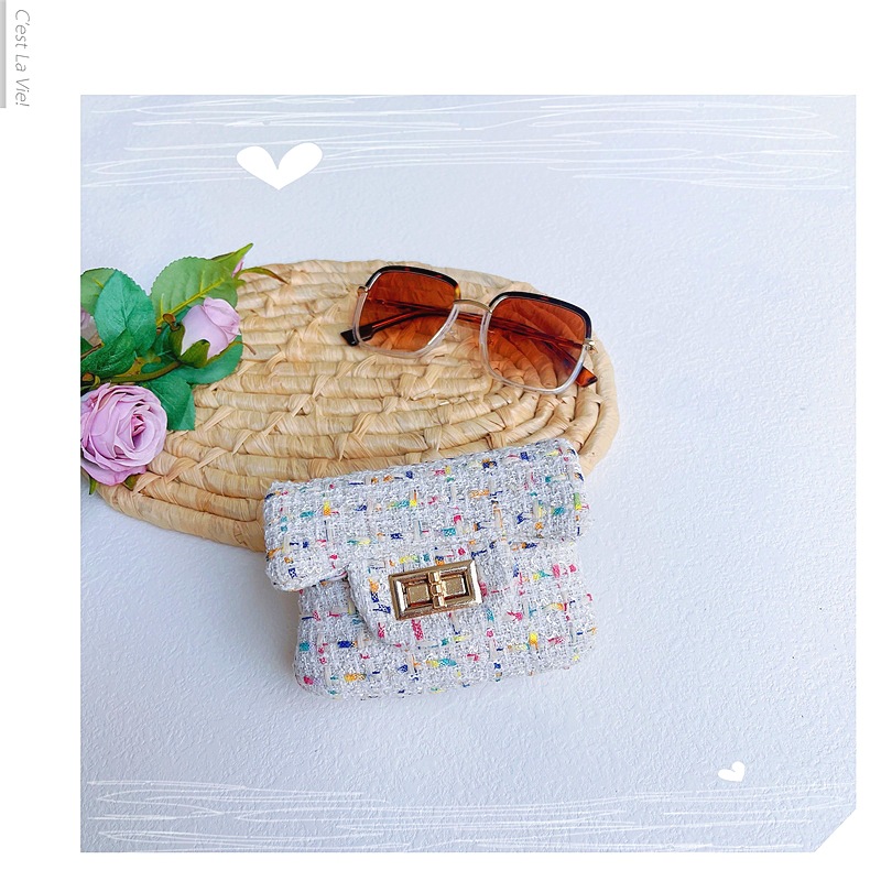 96g Weight Polyester Lining Material Lock clasp Closure Type Single Shoulder Strap Strap Type Girl's Mini Canvas Solid Color Fashion Square Lock Clasp Crossbody Bag