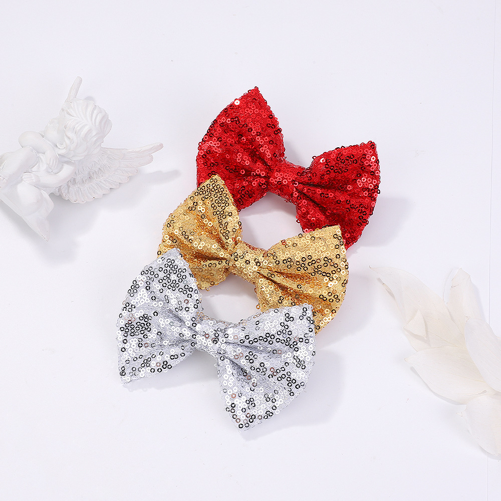 Cute Sequins Bow Knot Cloth Sequins Pleated Hair Clip display picture 2