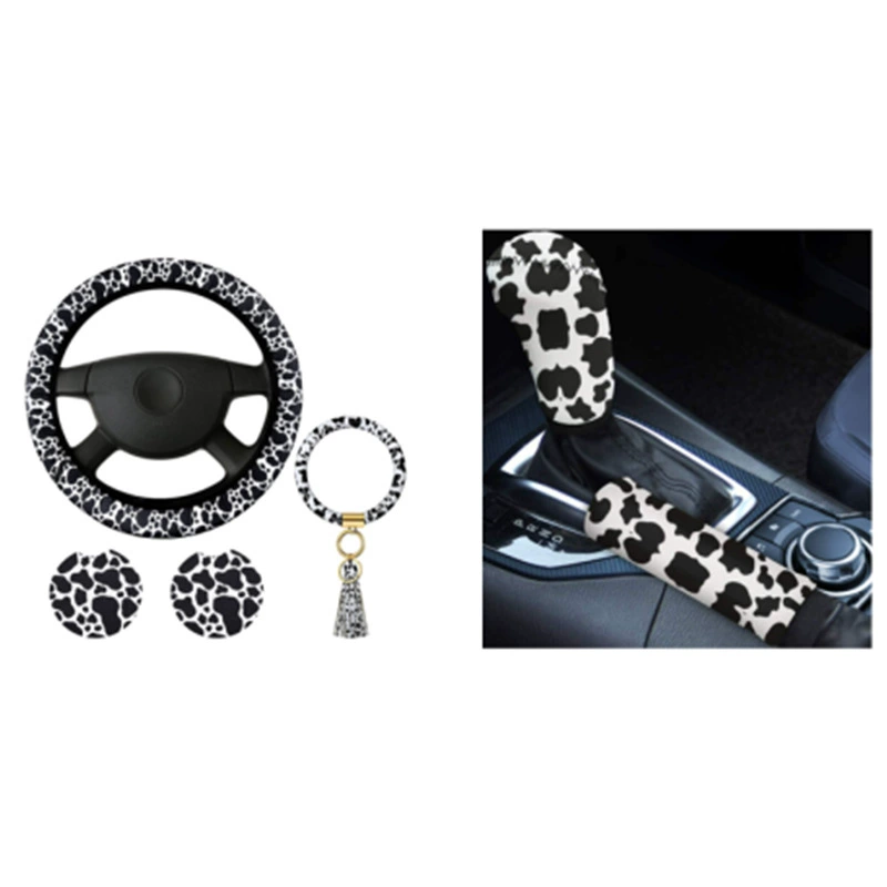 Amazon экспортирует платформу трансграничной электронной торговли Temu и продает набор из 6 чехлов для руля автомобиля с рисунком коровы.