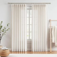 アマゾンの新型の模造麻のカーテンは現代的でシンプルな寝室のリビングルームの光を通して装飾します。