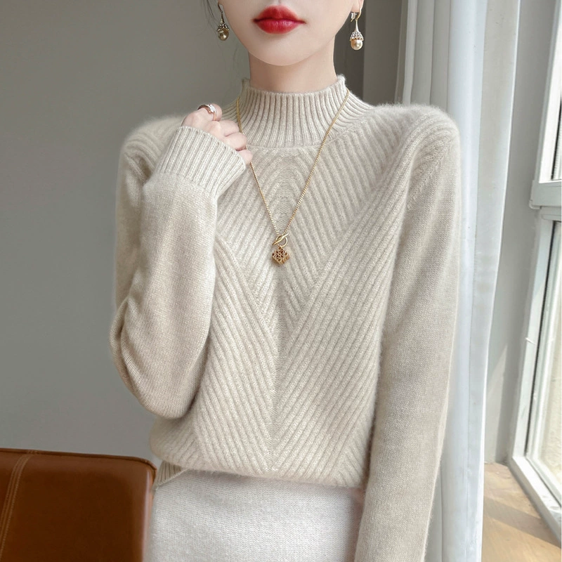 Демисезонный шерстяной цветной свитер, длинный рукав, oversize