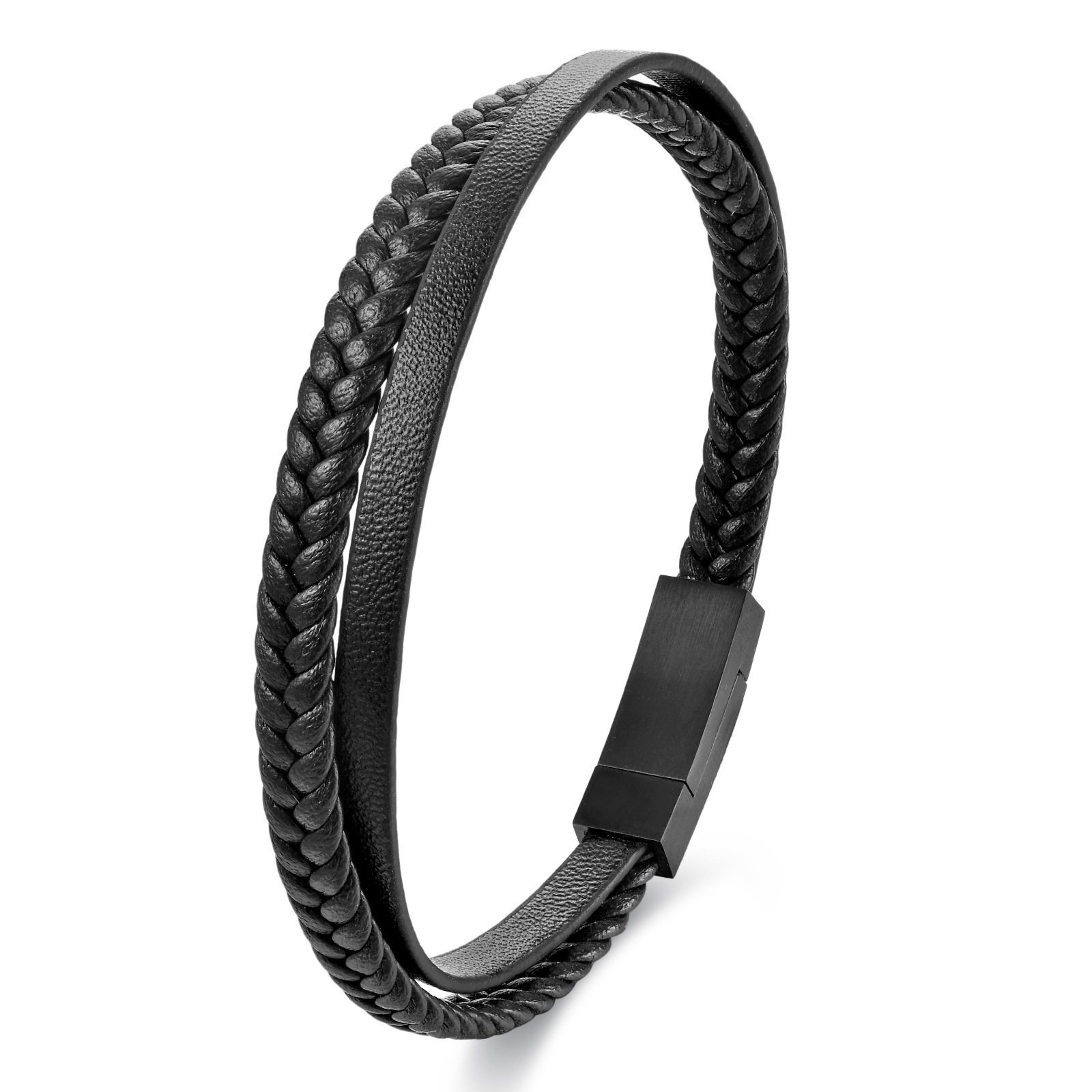 Wholesale New Simple Leather Bracelet for Men, Western and Eastern Style Leather Cord Bracelet, Stainless Steel Couple Leather Bracelet