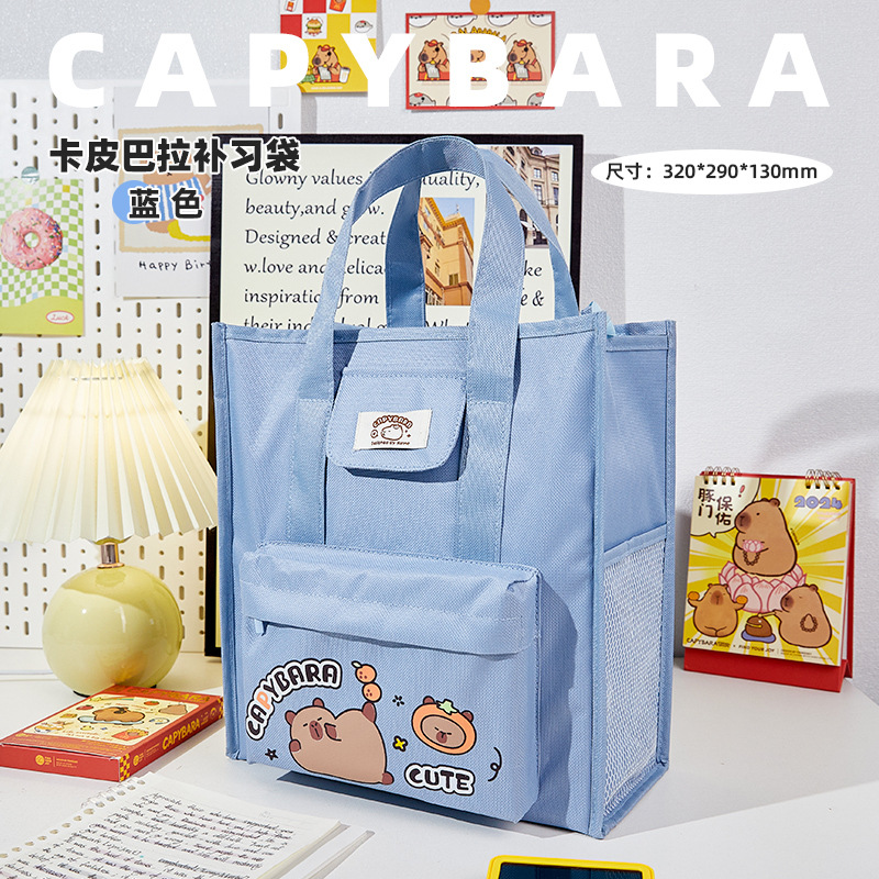 Bonita bolsa de estudio panda con cremallera de gran capacidad bolsa de archivo de almacenamiento portátil para estudiantes de primaria y secundaria bolsa de estudio Oxford tela