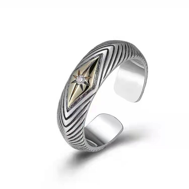 Anello da sole a righe vintage da uomo, gioielli semplici e di personalità in difficoltà per le donne, accessori ad anello di alta qualità e alla moda_voghion.com