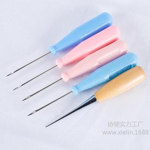 High-Quality Export Awl with Hook and Hole for DIY Handmade Leather Tools, Perforated Solid Wood Awl for Punching Shoes