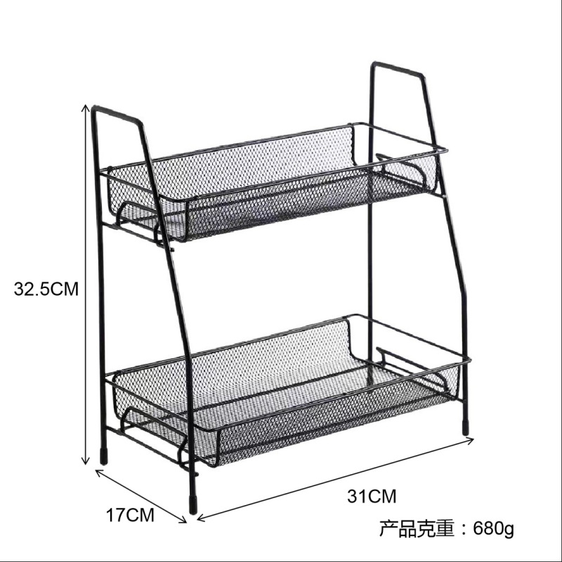 鉄製収納ラックデスクトップ化粧品取り外し可能な収納ラック学生寮鉄二層ネット収納ラック|undefined